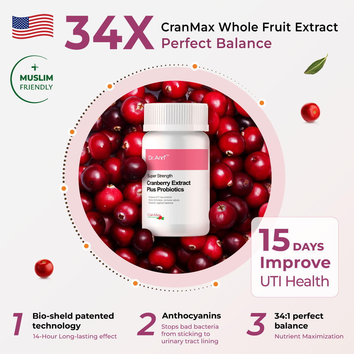 Dr. Ann Cranberry Probiotics - 30 Capsules