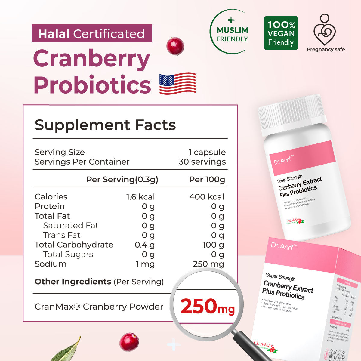 Dr. Ann Cranberry Probiotics - 30 Capsules