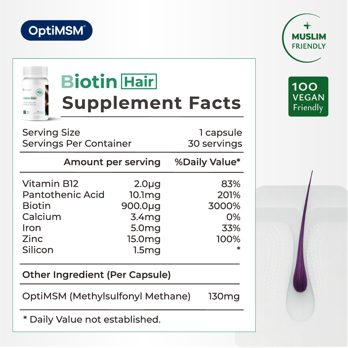 Dr Ann Biotin + OptiMSM® (Hair Architect Formula)
