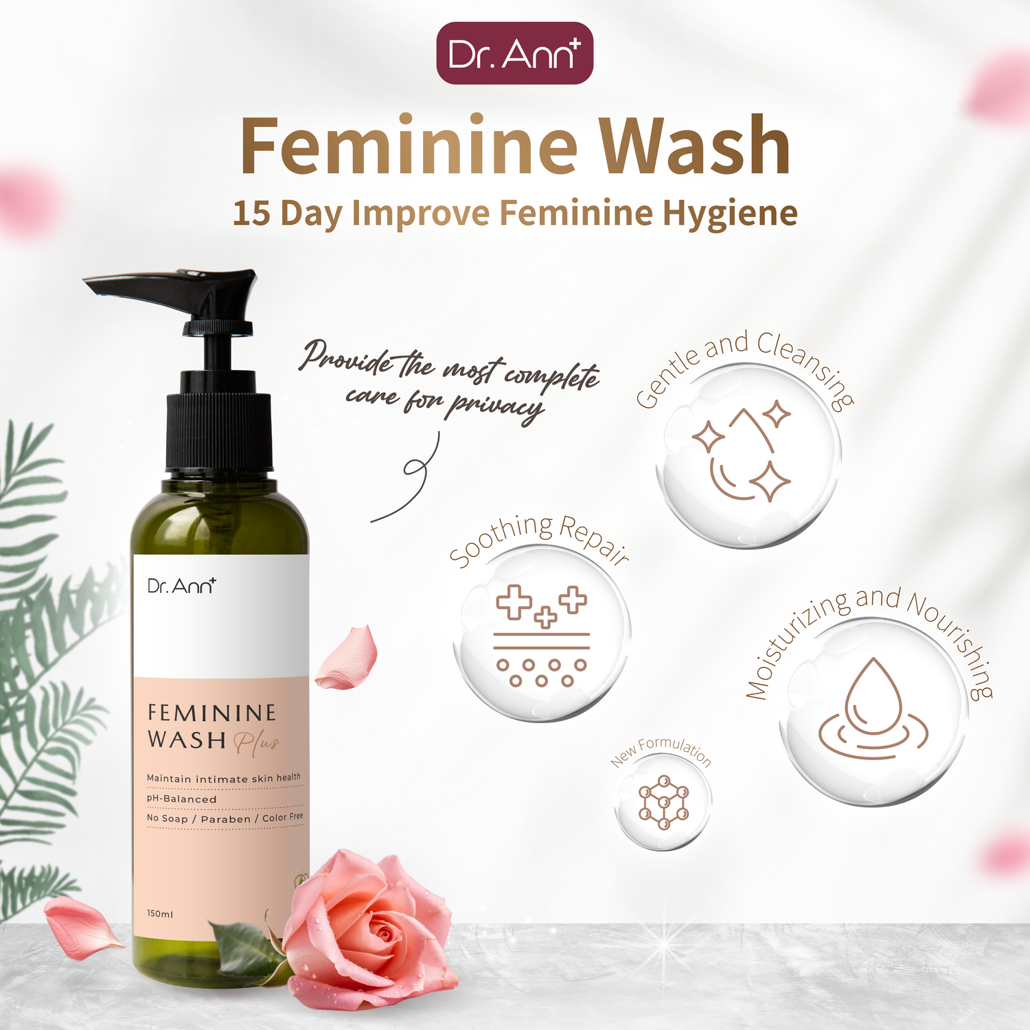 [ NEW ] Dr. Ann Feminine Wash 150ml - ROSE