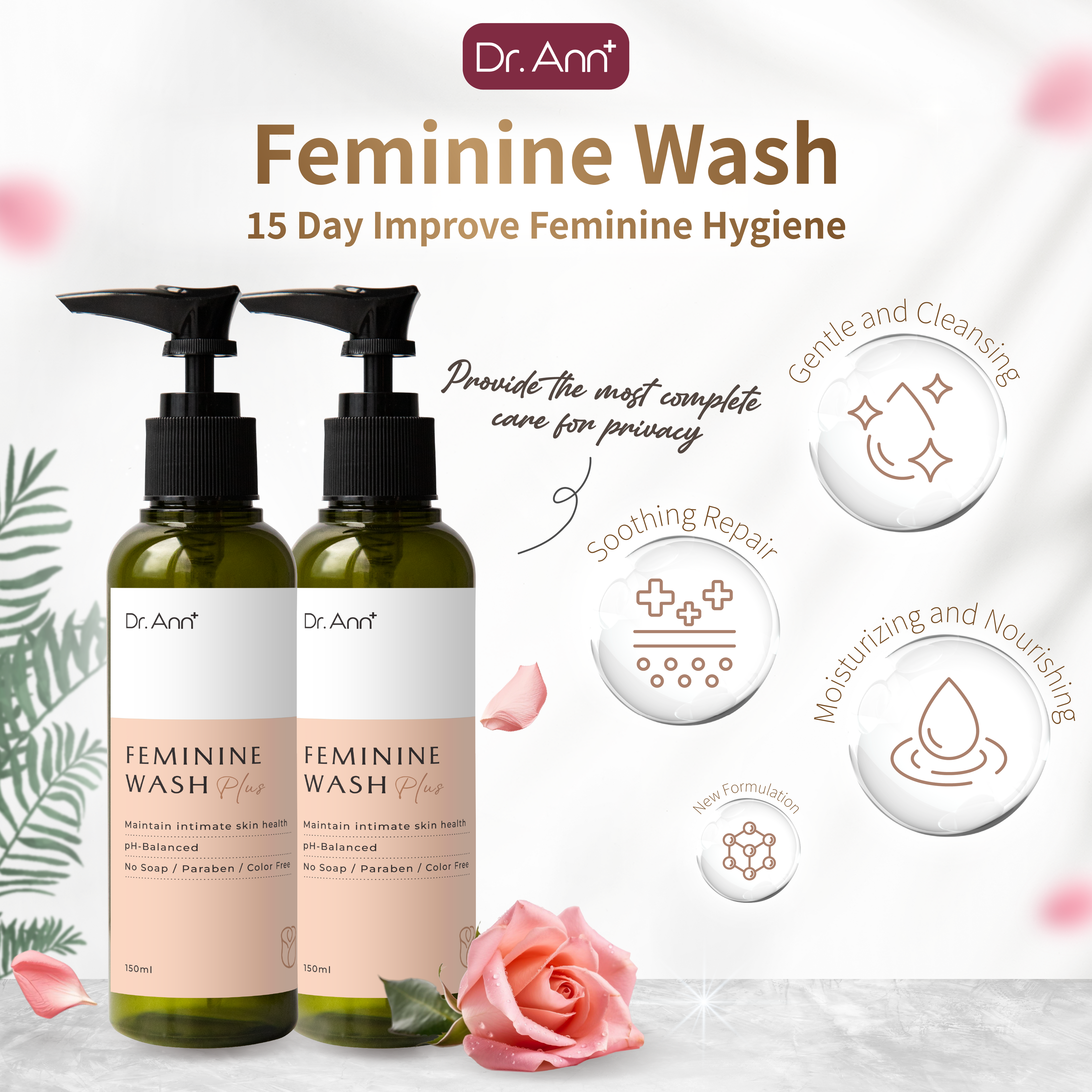 [ NEW ] Dr. Ann Feminine Wash 150ml - ROSE