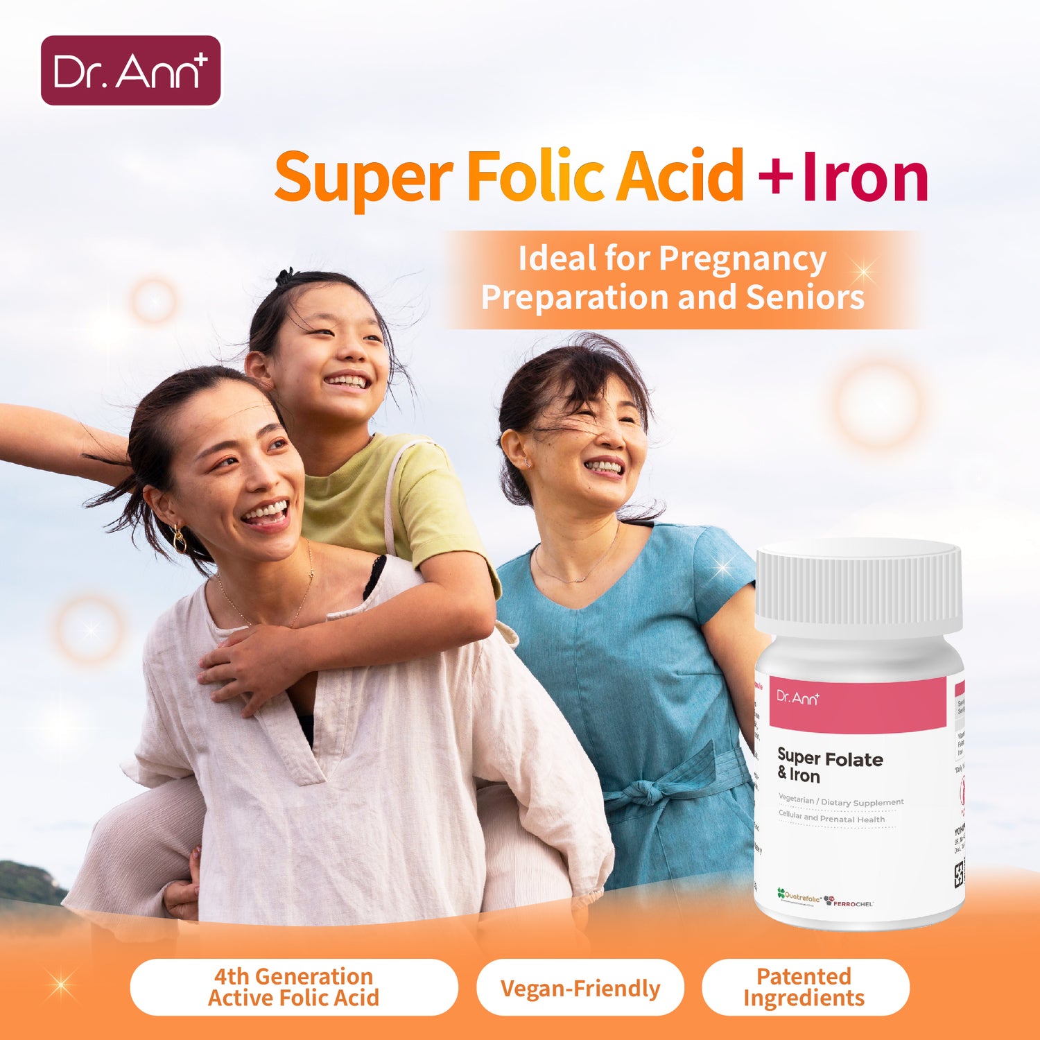 Super Folic Acid + Iron Vegan-Friendly 400mg 60&