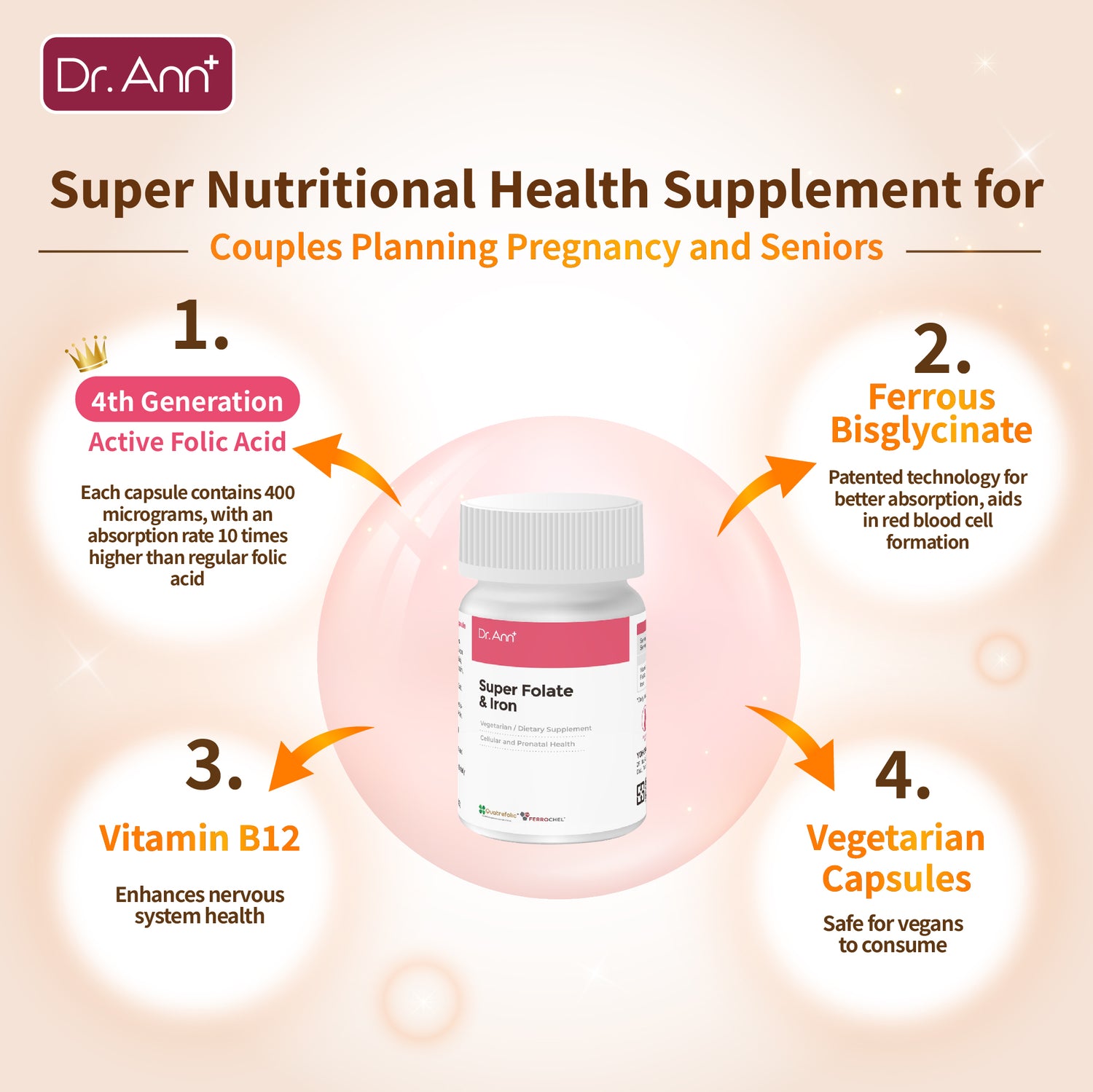 Super Folic Acid + Iron Vegan-Friendly 400mg 60&