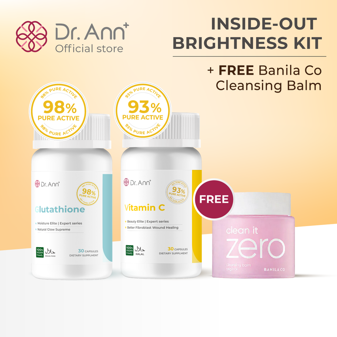 Dr Ann Brightness Combo - Glutathione 30 capsules + Vitamin C 30 Capsules