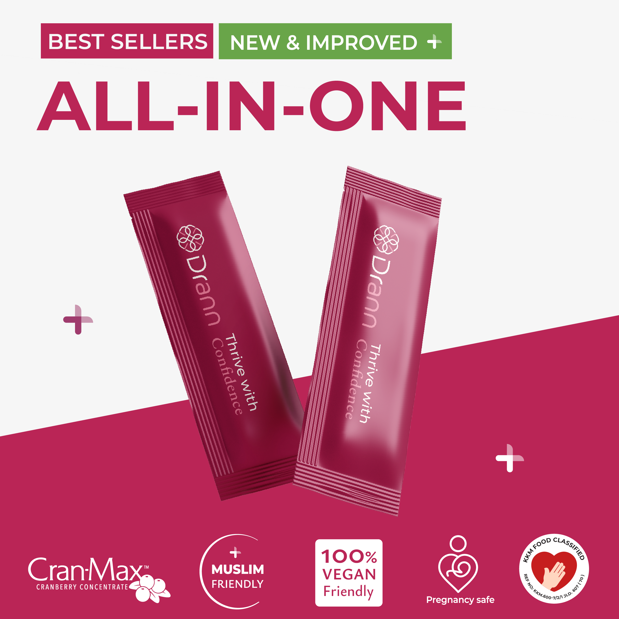 Dr Ann Cran-Max Probiotics NEW Formula | 36mg PACs + 1000mg D-Mannose + 6 Billion CFU | Urinary &amp; Feminine Health | 15 Sachets